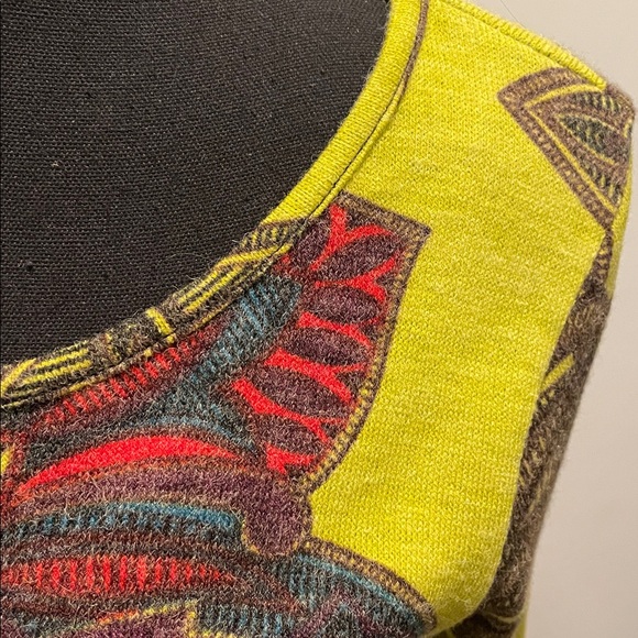 Anthropologie Aryeh Sweater Dress Size M Olive Green Mandala Print Wearable Art - Picture 7 of 11